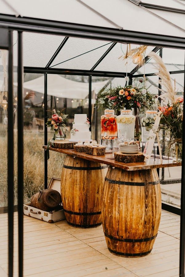 Sweet table onder het glazen dak